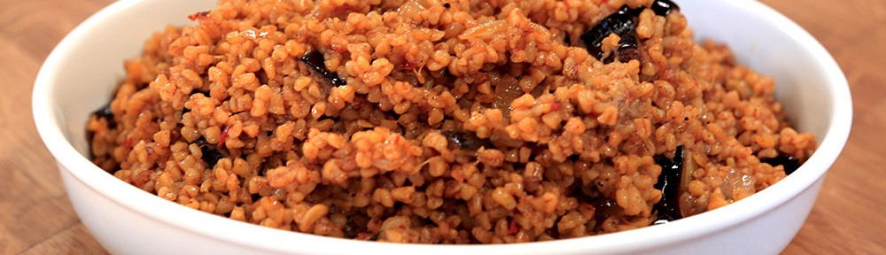 Patlıcanlı Bulgur Pilavı