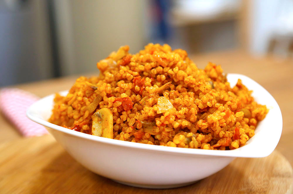 Kuru Domatesli Mantarlı Bulgur Pilavı