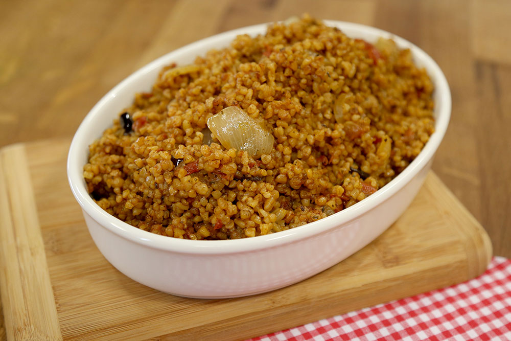 Patlıcanlı Bulgur Pilavı